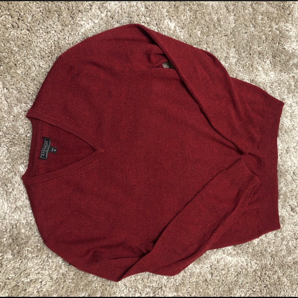 Express Modern Fit Merino Wool V-Neck - Picture 6 of 7